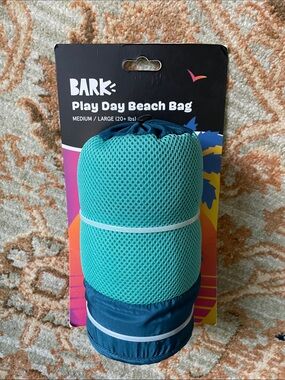 BARK Play Day Beach Bag Pack In Teal and Dark Blue For Medium Large Dogs 20lbs+
